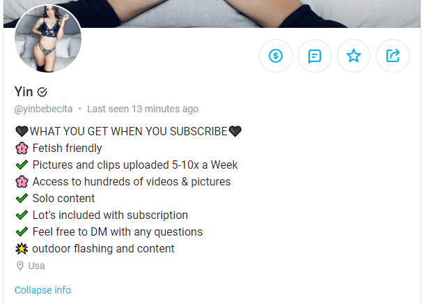 Bio Onlyfans parfaite